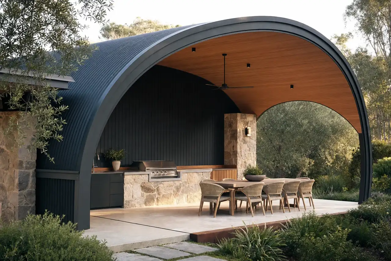 Alfresco & entertaining patios in Perth — curved Colorbond dome patio