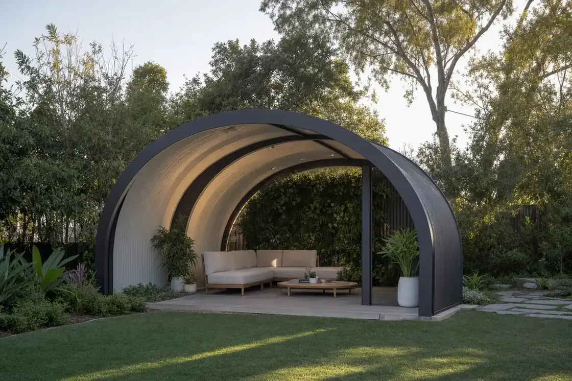 Freestanding dome patio as an outdoor garden room