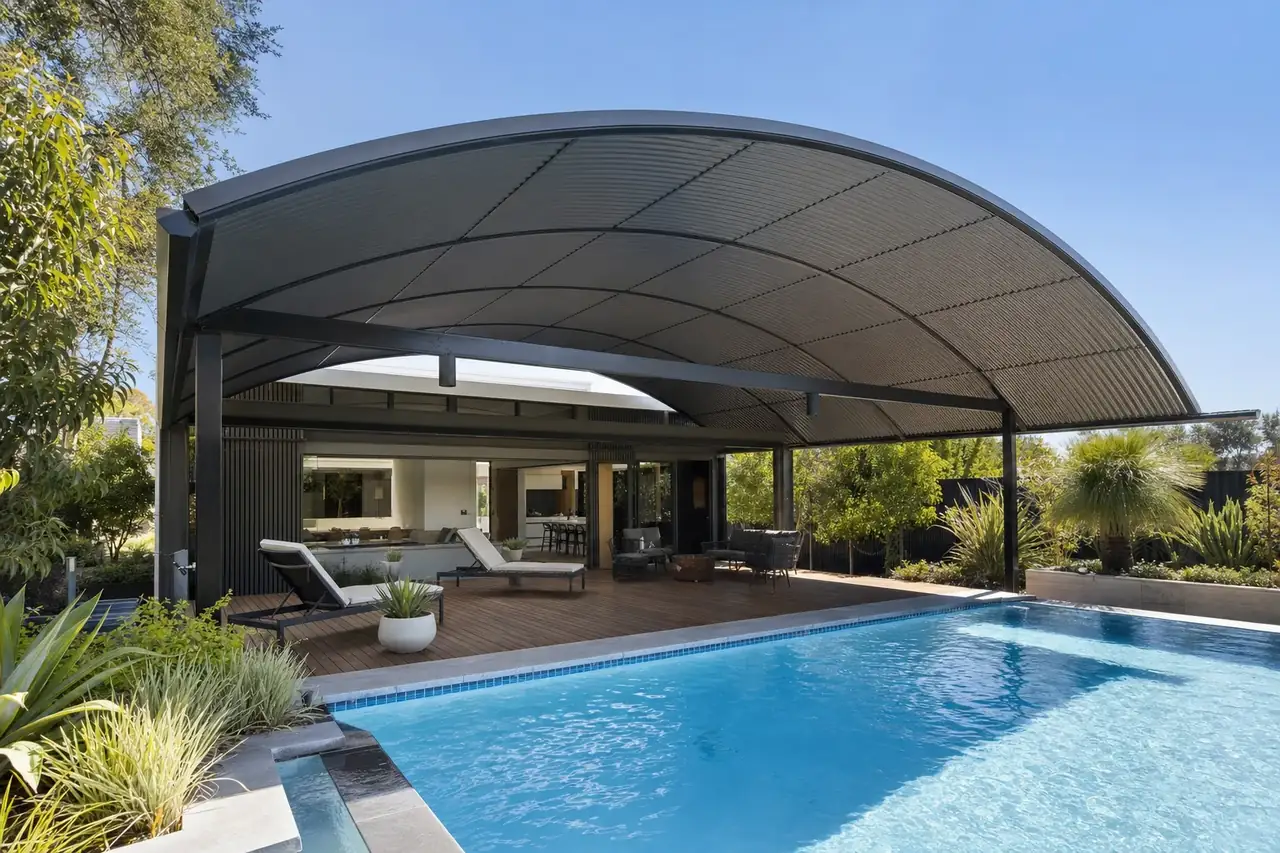 Pool patios in Perth — curved Colorbond dome patio