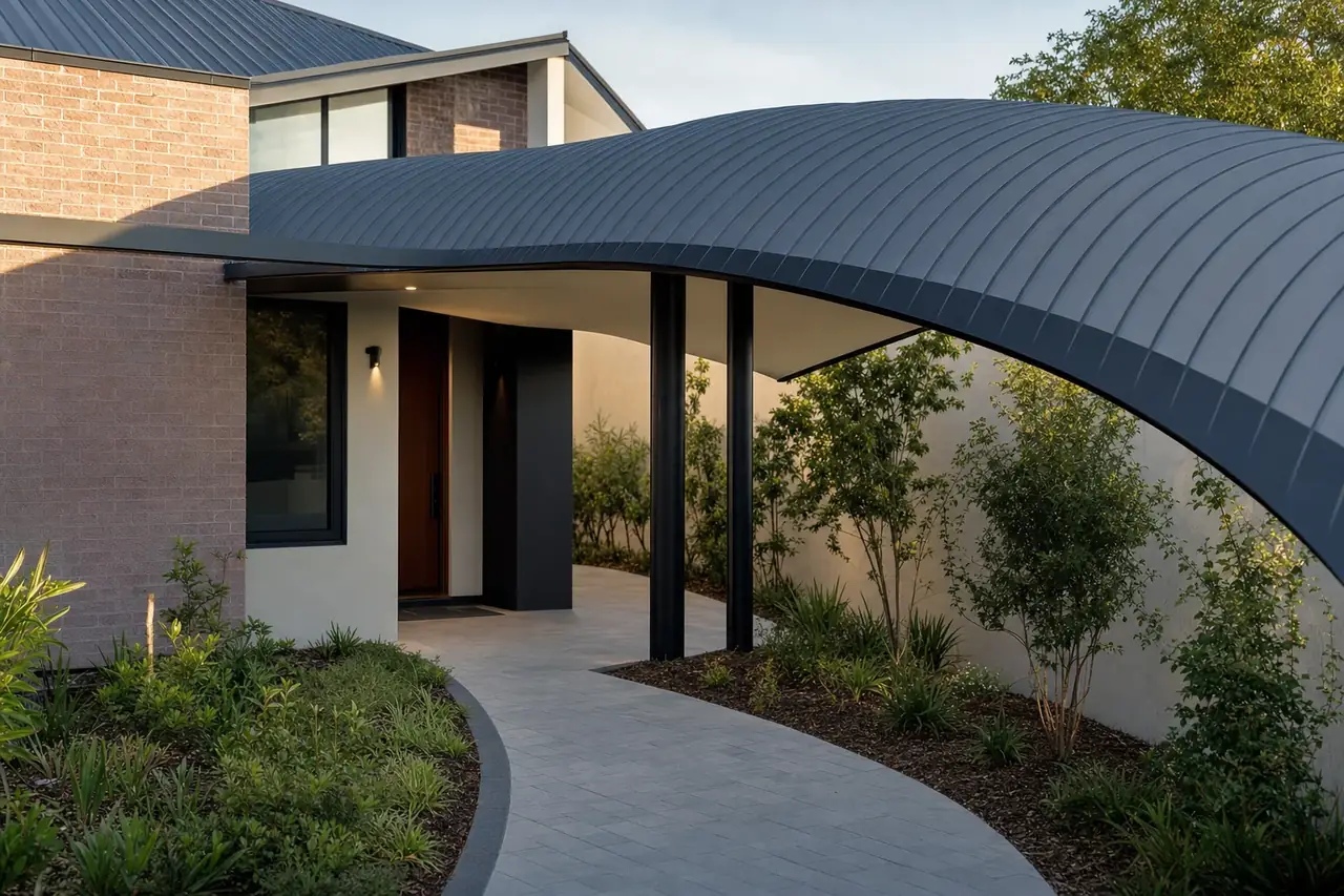 Walkway & entry covers in Perth — curved Colorbond dome patio